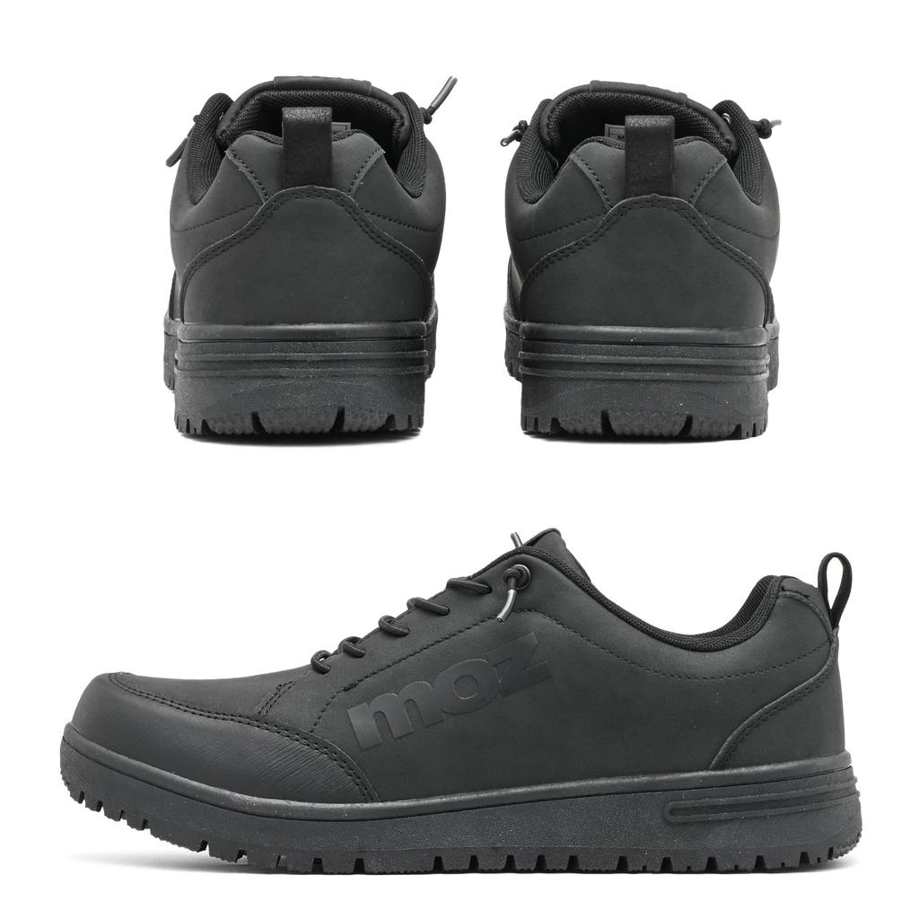 Mozu Waterproof Sneakers with Wide Fit Rubber Cushioned Size Men's Non-Slip Sole, (3E Equivalent), Laces, Insole, Low-Cut, Black, 25.5cm