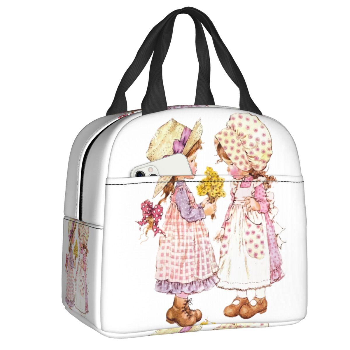 Custom Sarah Kay Girl Cartoon Animation Insulated Lunch Bags for Women Resuable Cooler Thermal Bento Box Kids School Children 22x20x13cm