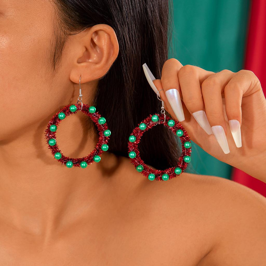 Christmas Tree Bow Colorful Garland Earrings Personalized Bell Christmas Series Earrings Women