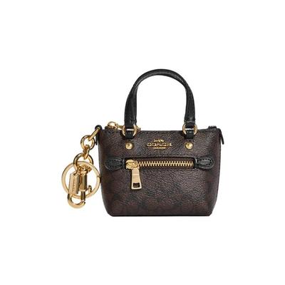 Galerij Ritsluiting Buitenvak Sleutelhanger Gecoat Canvas En Glad Leer Mini Tas Dames tassen Bruin CC895-IMAA8
