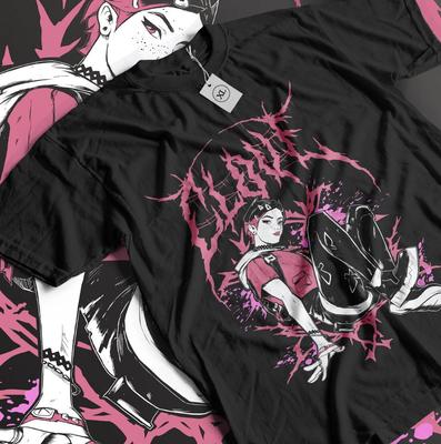 Anime Vintage T-Shirt Anime Geschenk Shirt Mädchen Anime All Time T-Shirt Schwarz