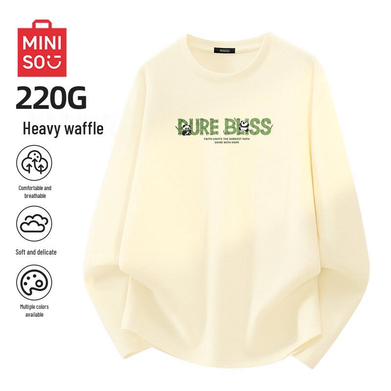 MINISO Men s Retro Waffle Knit Long-Sleeve T-shirt 3XL