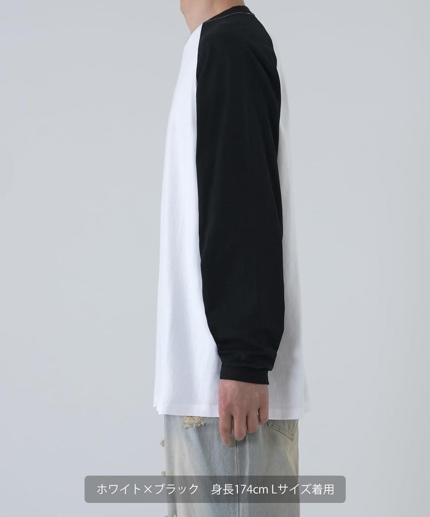 IMPROMES Casual SIDEWAYSTANCE Men's Long Sleeve Raglan T-Shirt In Sumikuro and White