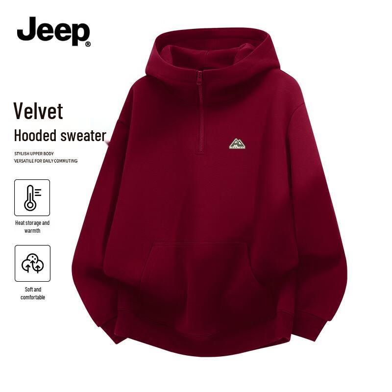 

JEEP Men s Fleece Lined Half-Zip Hoodie Jacket L