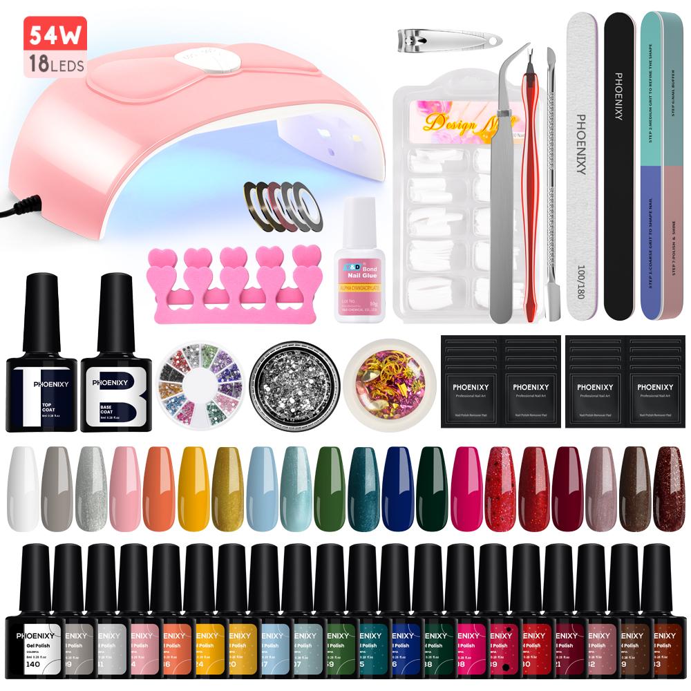 PHOENIXY Gel Nail Polish Kit with U V Light 20 Colors Gel Polish Nail Kit Soak Off Gel Nail Set Manicure Tools Nail Gel Kit Gifts for Women