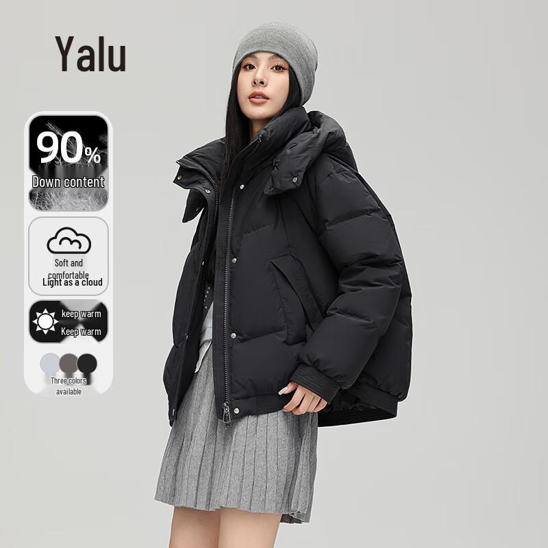 

Yalushan Women s Short Duck Down Puffer Jacket with Detachable Hood M