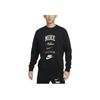 Nike Club Fleece Graphic Print Crew Neck Sweatshirt Men Tops Black FN2611-010