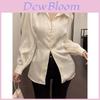 Bowknot Satin Blouse For Women With 3d Pattern And Polo Neck In Spring