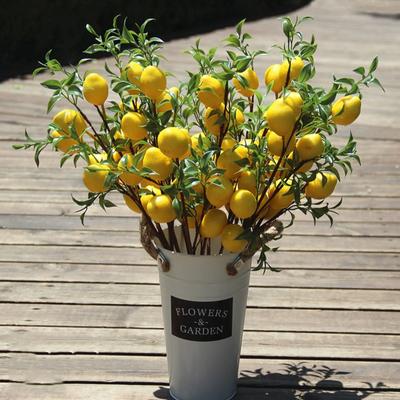 1 pz Ramo di Limone Fruttato di Lusso con Foglie Verdi Fiori Artificiali Oggetti di Scena per Fotografia Domestica Flores Artificales Piante Finte