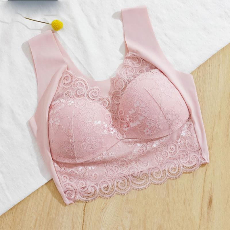 Large Size Lace Beautiful Back Without Steel Ring Women's Underwear High-elastic Light-weight Sleep Vest-style Plus Size Bra