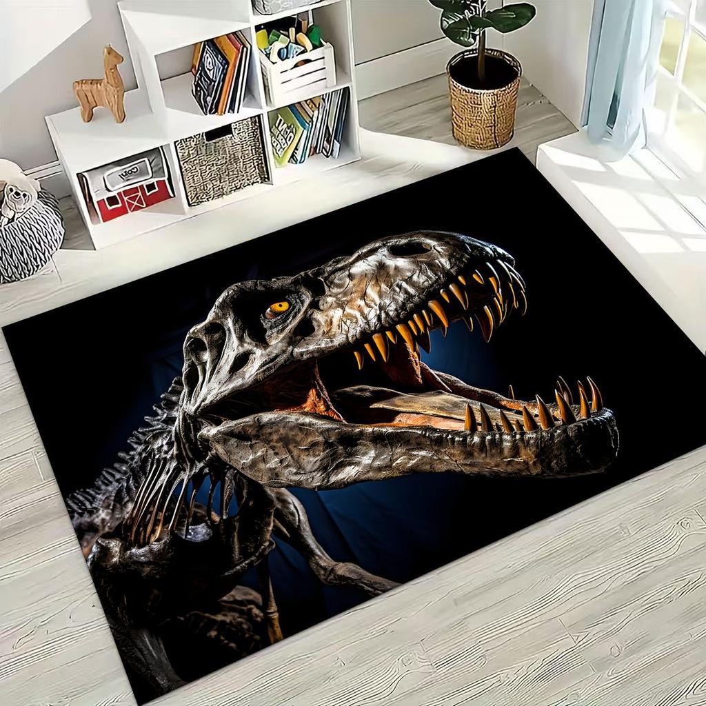 Ancient Creatures Dinosaur Ammonite Fossil Art Rug for Bedroom Living Room Sofa Home Doormat Decor,Large Kids Non-slip Floor Mat