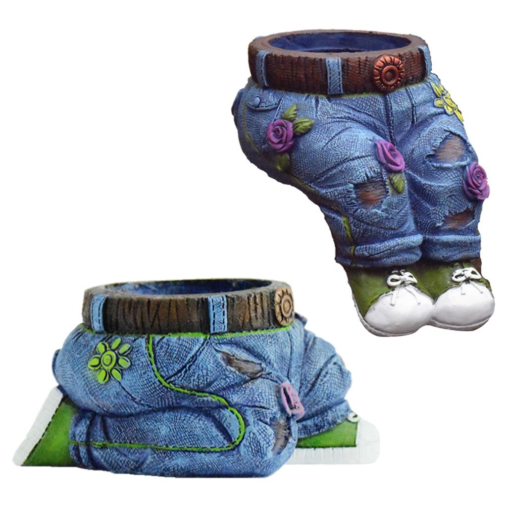 Blumentopf, Harz Pflanzgefäß Dekoration Kleidung Hose, Blaue Jeans Topf Gartenschmuck