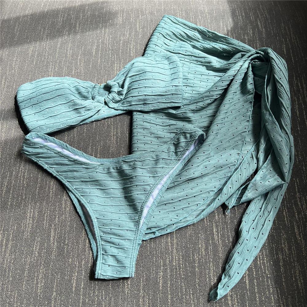 2026 Yellow Sexy Swimsuits Cover Ups Bandeau Bikinis Sets Women Holiday Swimwear Metal Ring Bathing Suit Beach Wear Bikini