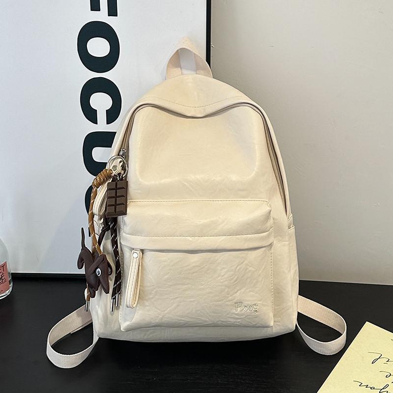 Schoolbag Retro Soft Leather Commuter Backpack Women's 1011 Spring and Summer New College Student Schoolbag Lightweight Travel Backpack Large Capacity