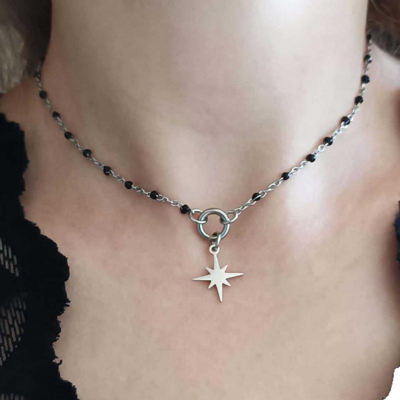 Punk Y2K Star Choker: Stainless Steel Gothic O-Ring Necklace