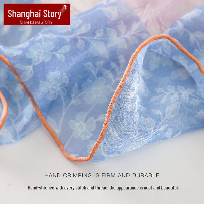 Shanghai Story 100% Mulberry Silk Hand-Rolled Large Square Scarf