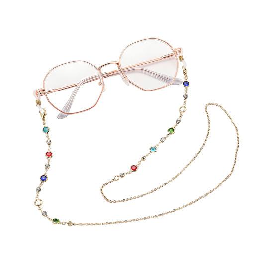 Женская цепочка для очков Цветная цепочка для очков с искусственными драгоценными камнями Ретро ремешок для солнцезащитных очков с бусинами Шнурки для очков для очков для чтения F