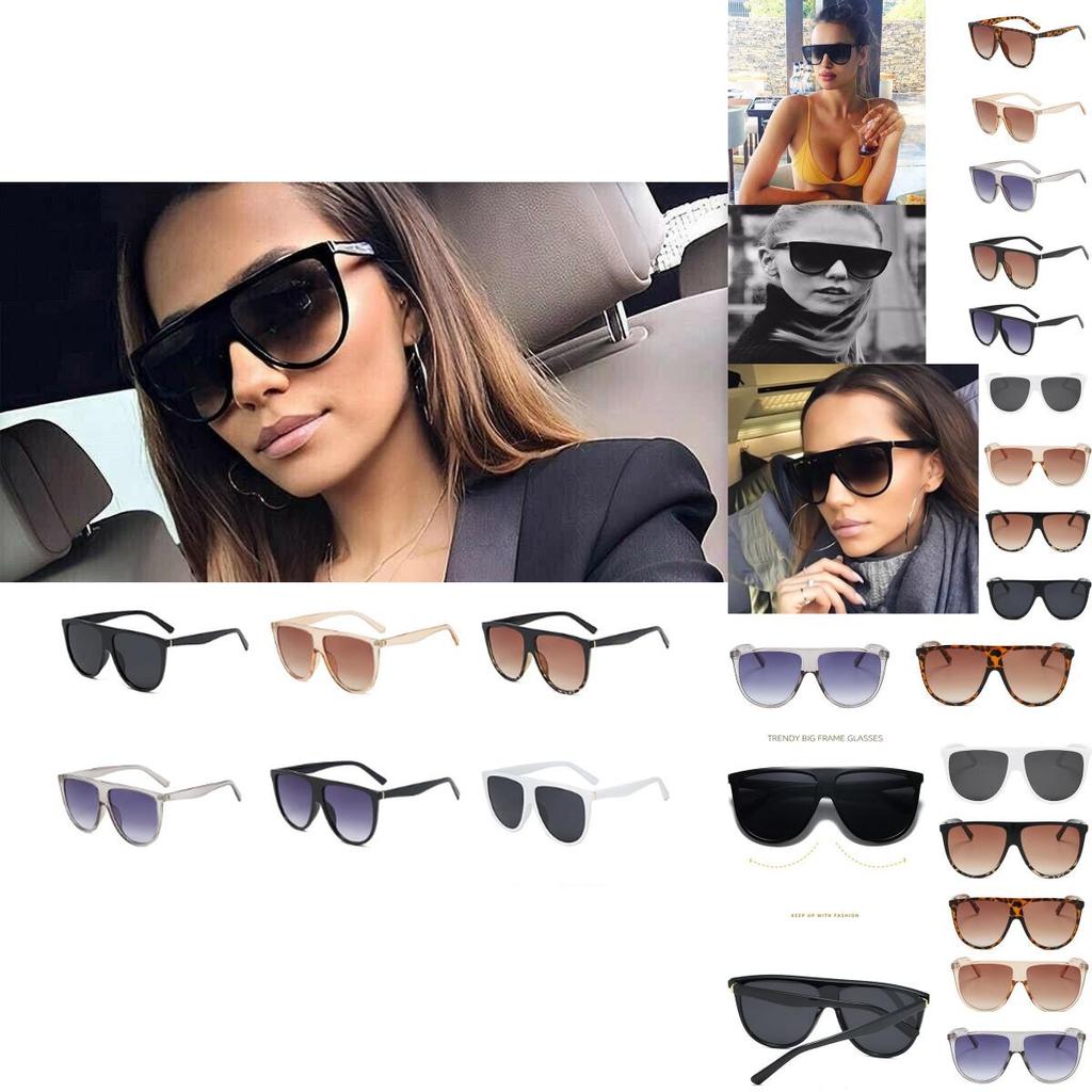 Oversized Women Sunglasses Ladies Vintage Flat Top Large Shield Fashion Uv400 Protection