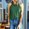 2024 Summer Slim Fit Off-Shoulder Women's Tank Top - Solid Color Round Neck