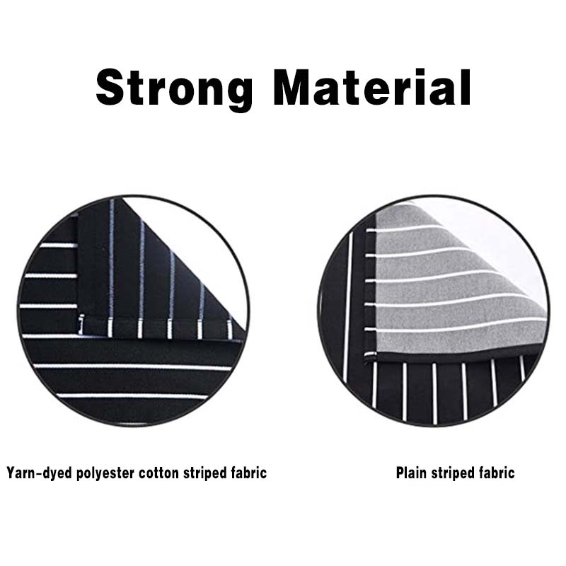 Black White Striped Kitchen Apron Adjustable Oil Repellent Work Apron With 2 Pockets For Men Women Baking Cooking Restaurant