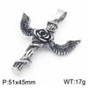 Flying Wings Pendant, Gothic Lion Head Rose Cross Wings Titanium Steel Men'S Pendant