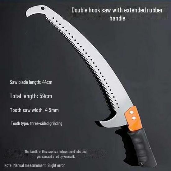 Curved Double Hook Pruning Saw for Garden and Woodworking
