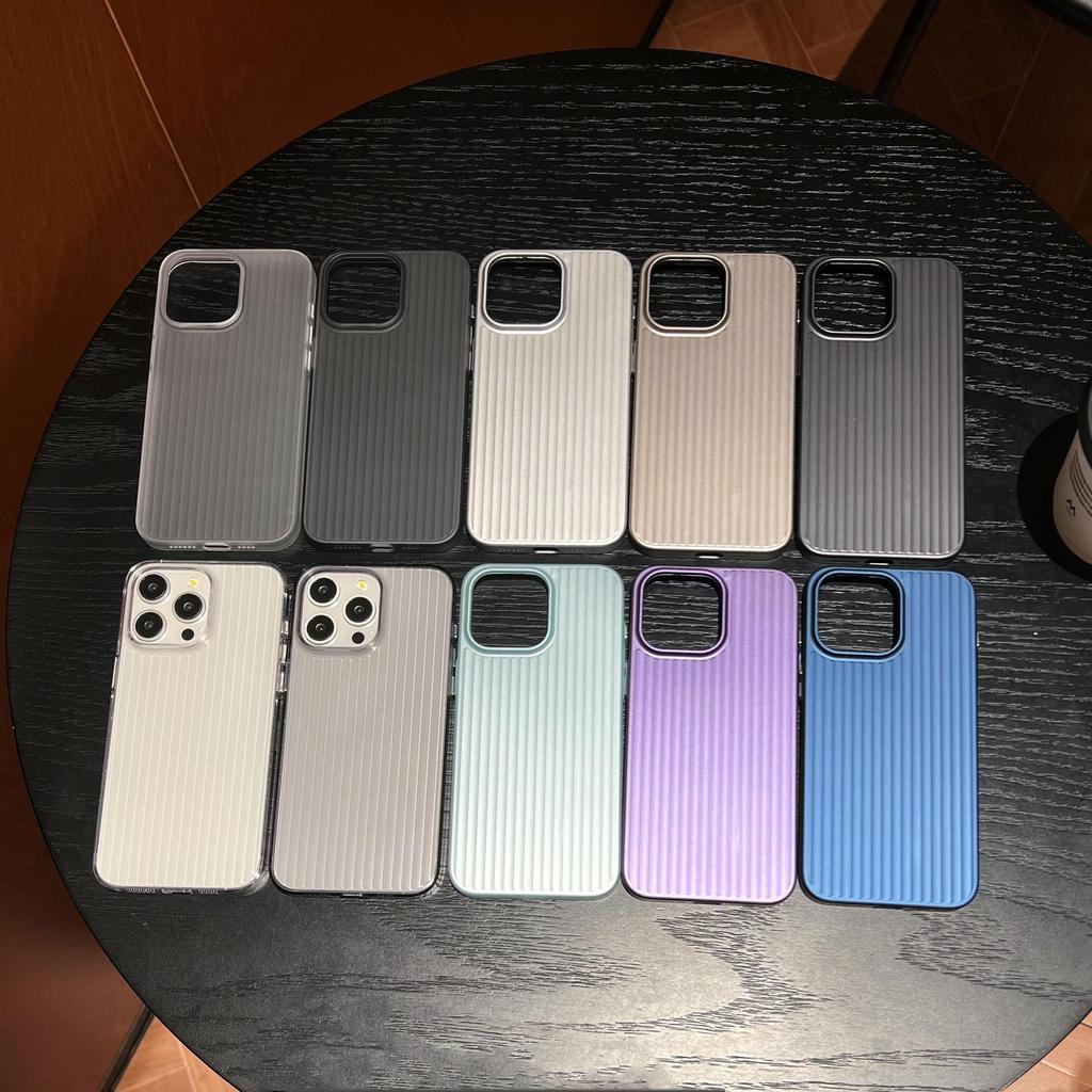 Compatible iPhone 17 Hard Shell - Striped Suitcase Design for Apple 15 Pro Max, Frosted Semi-transparent PC Case