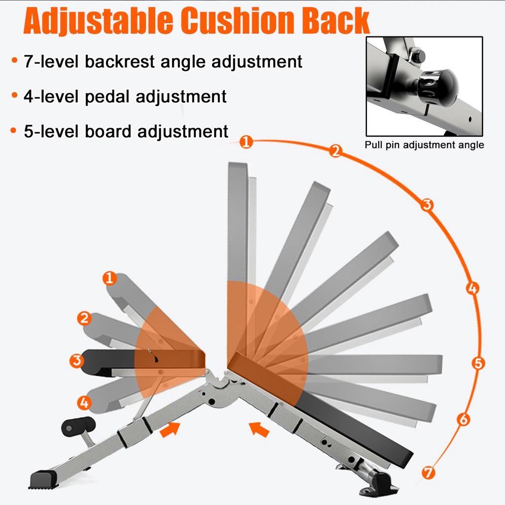 2 in 1 Adjustable Foldable Sit Up Ab Benches Bench Press Dumbbell Stool Board Multifunction Sit-ups Trainer Sports Equipment 82x27.5cm