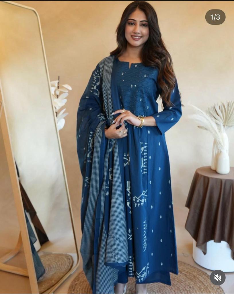 Party Wear Designer Kurta Pant Set Indian Women Bollywood Top Tunic Cotton Kurti Salwar Suit