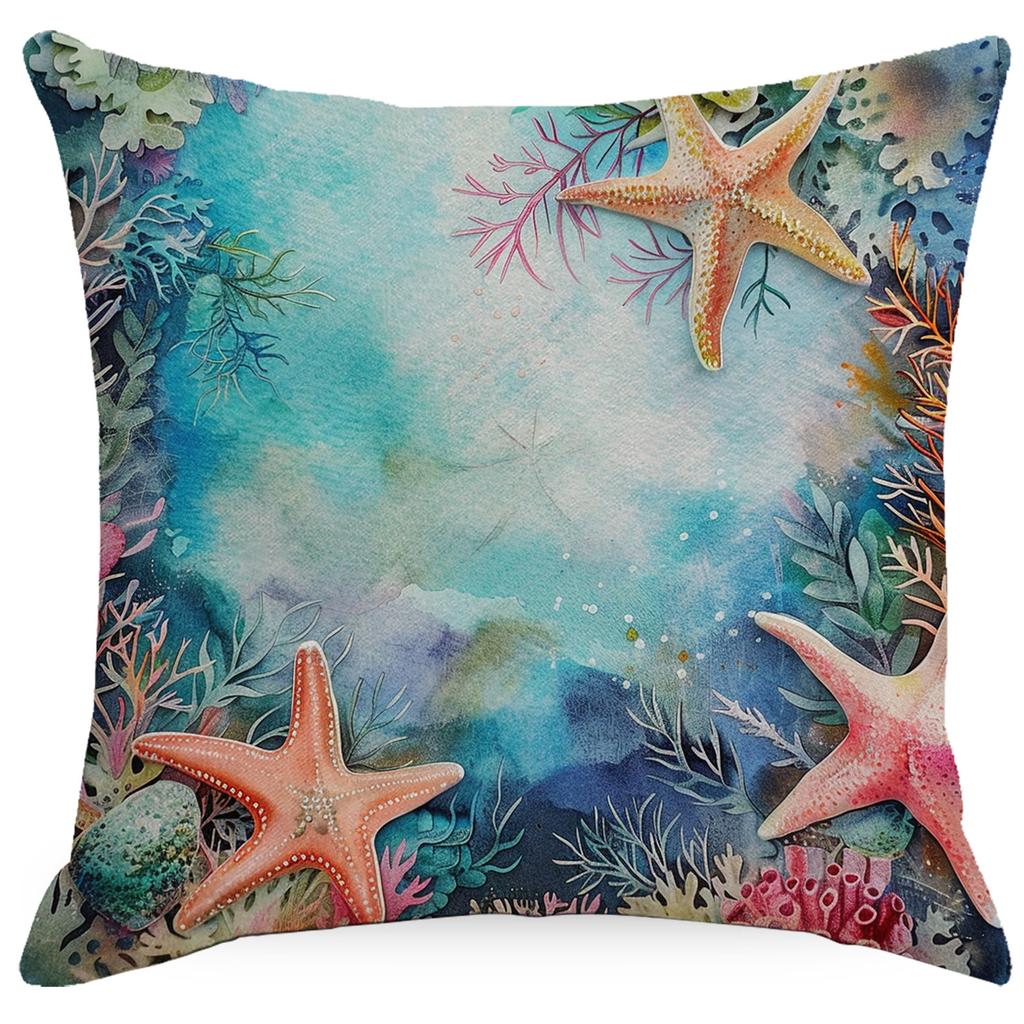 Colorful Marine Life Shell Pillowcase Summer Holiday Beach Hotel Decorative Cushion Cover