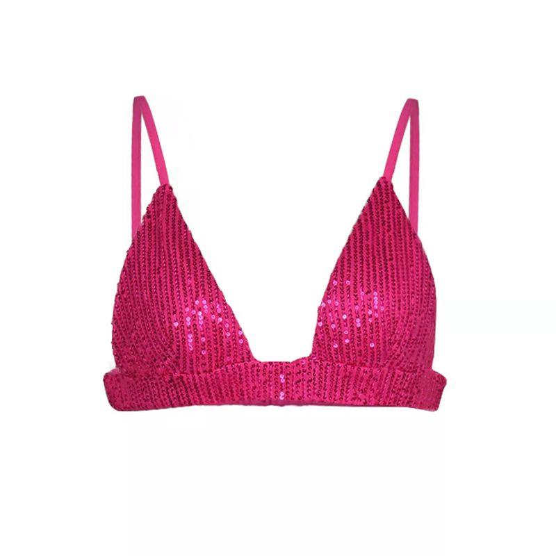 

New European and American Sequined Shirt + Straight Pants Rose Red Intimates S