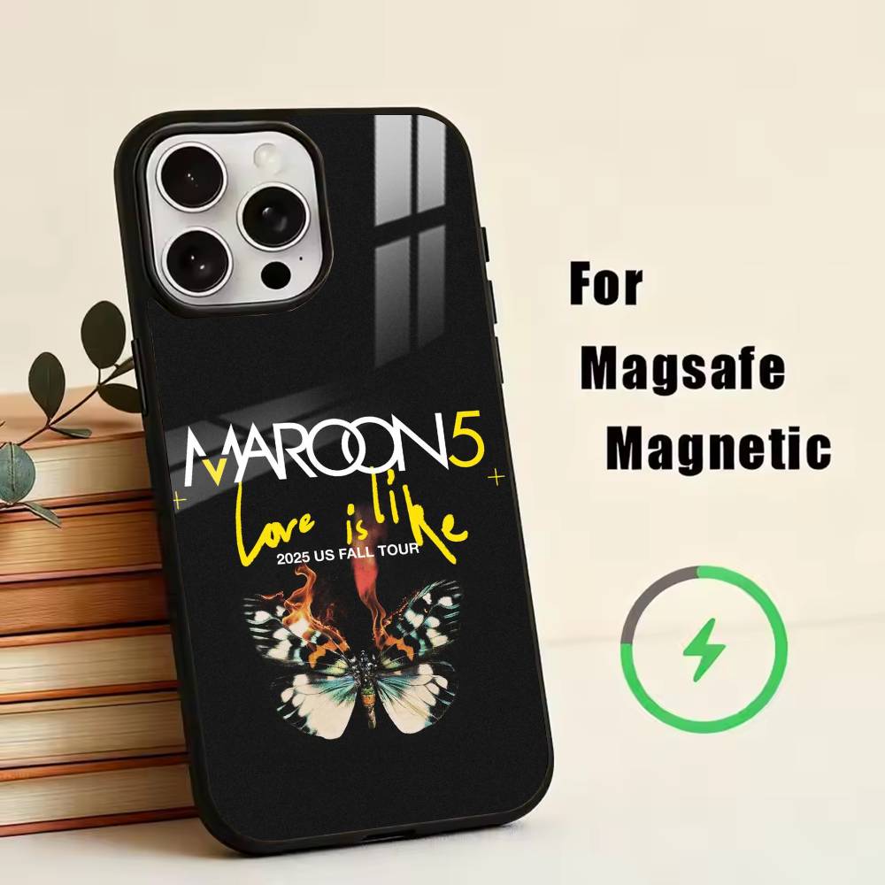 M-Maroon 5  Phone Case For iPhone17,16,15,14,13,12,11 Plus,Pro Magnetic with Magsafe Wireless Charging