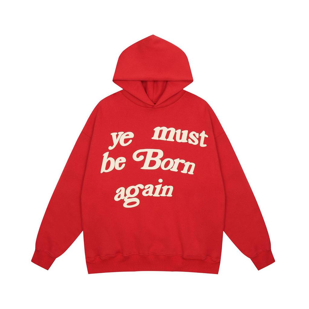 Kanye Style 'Ye Must Be Born Again' Foam Letter Velvet Hoodie