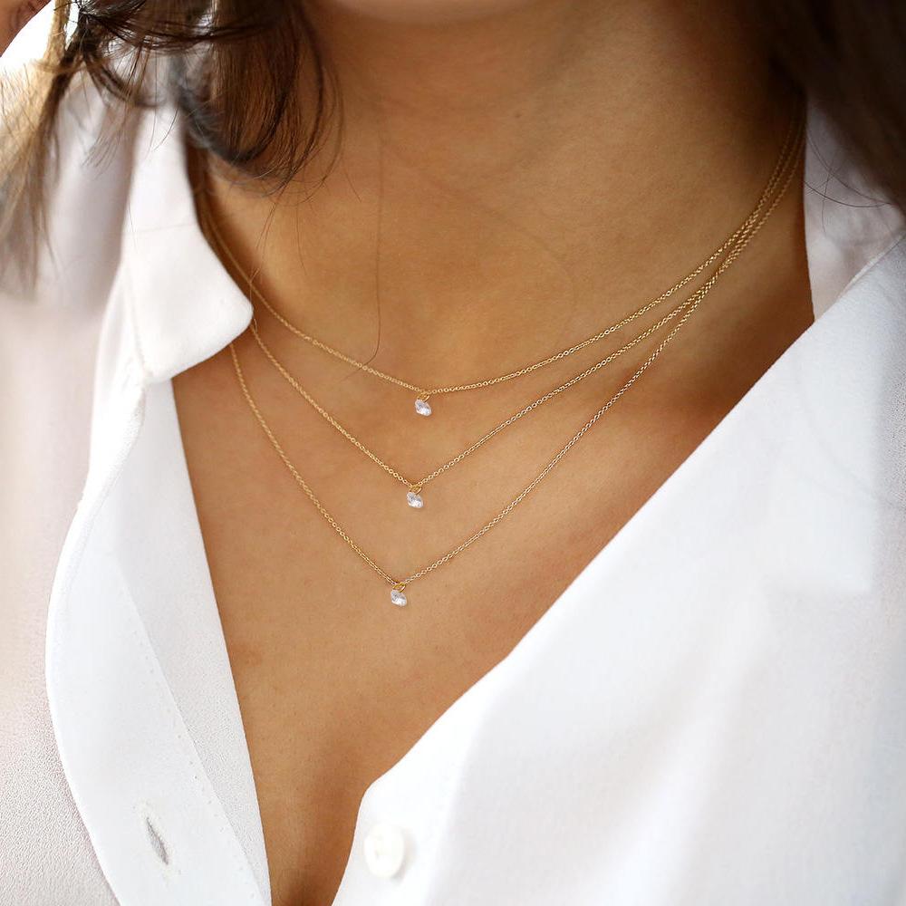 Accessories, Popular Elements, Street Fashion Women S Necklaces, Summer Versatile Multi-Layer Zircon Necklaces