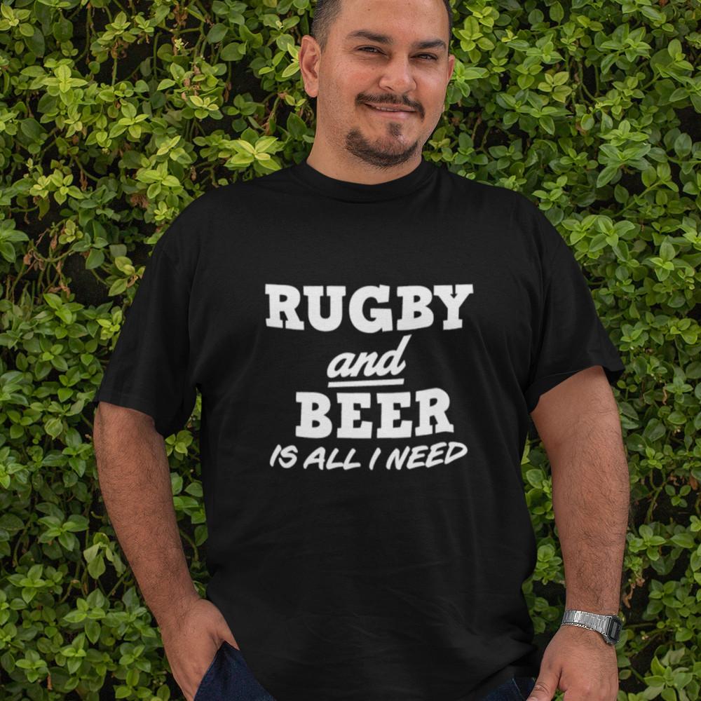 

RUGBY and BEER is all I need T-SHIRT (union league try lad alcohol lager pub) Unisex T-Shirt XXXL