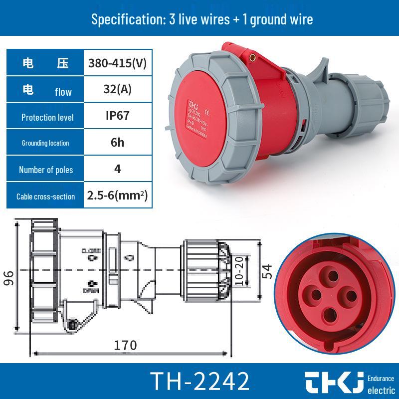 Waterproof Industrial Plug Socket Connector IP67 - 16A/32A, 3/4/5 Pin