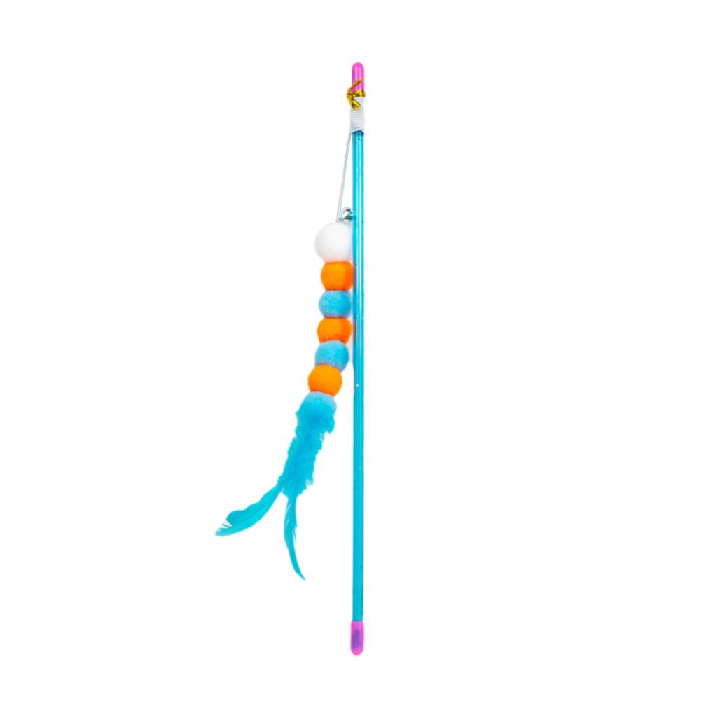 

1PC Elastic Feather Toys Funny Colorful Rod Cat Wand Toys Pet Cat Toys Interactive Sticks Pet Toy Cat Supplies помаранчевий