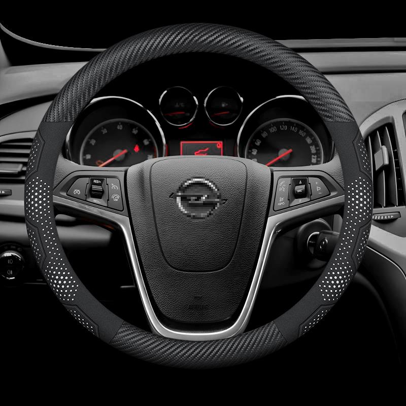 Opel OPCline ASTRA CORSA INSIGNIA MOKKA VECTRA GTC Tigra Carbon Fiber Suede Leather Car Steering Wheel Cover Auto Accessories