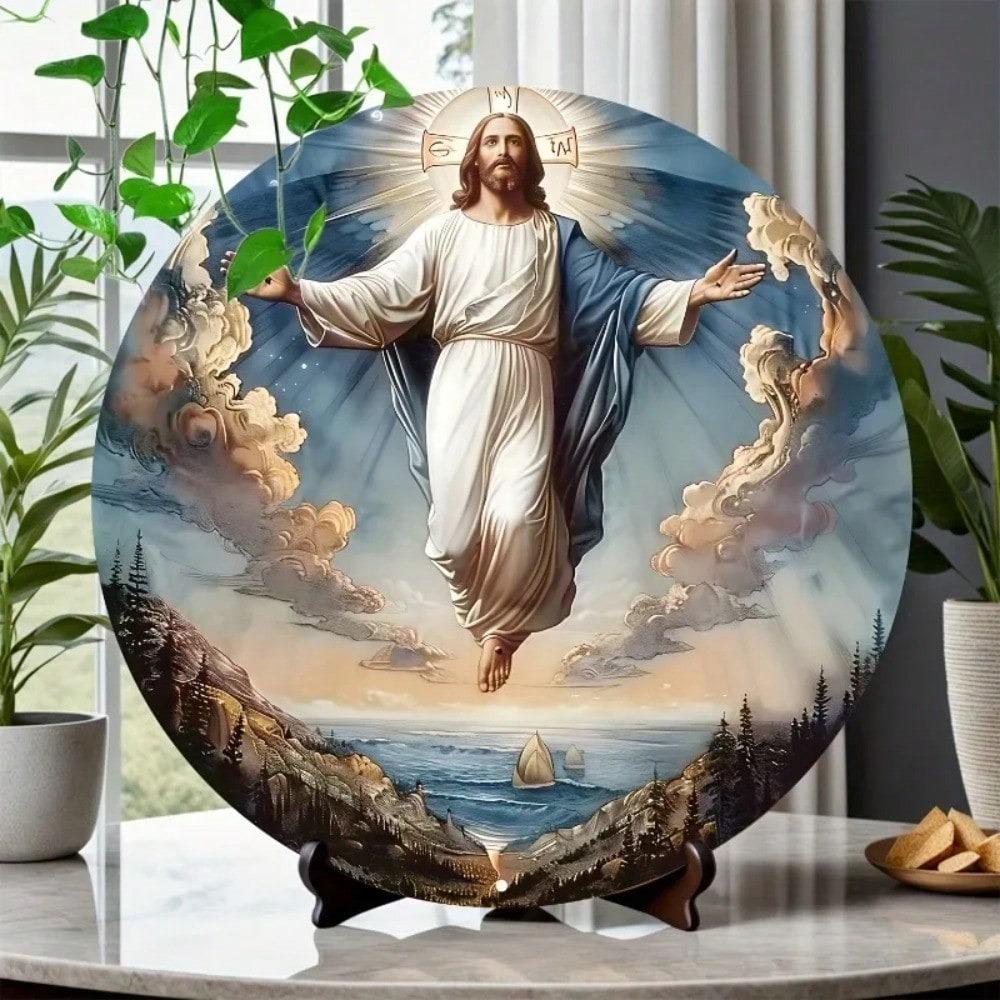 Metall Jesus Kunstschild HD Druck Langlebig Wohnkultur Weihnachts- Halloween-Geschenk