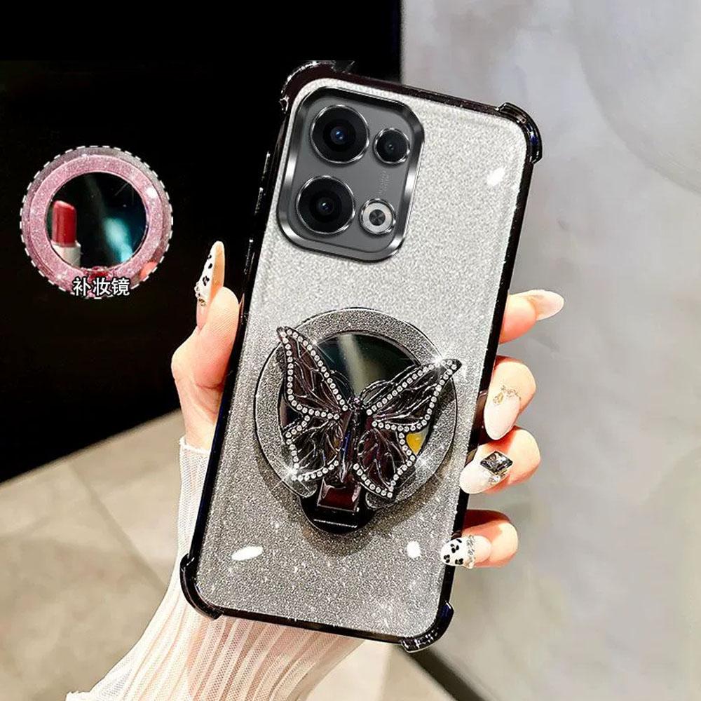 Mirror Butterfly Bracket Magnetic Holder Case for Xiaomi POCO F7 X7 Pro F7 Ultra X6 X5 F6 F3 M6 Pro C65 C75 C71 Shockproof Cover