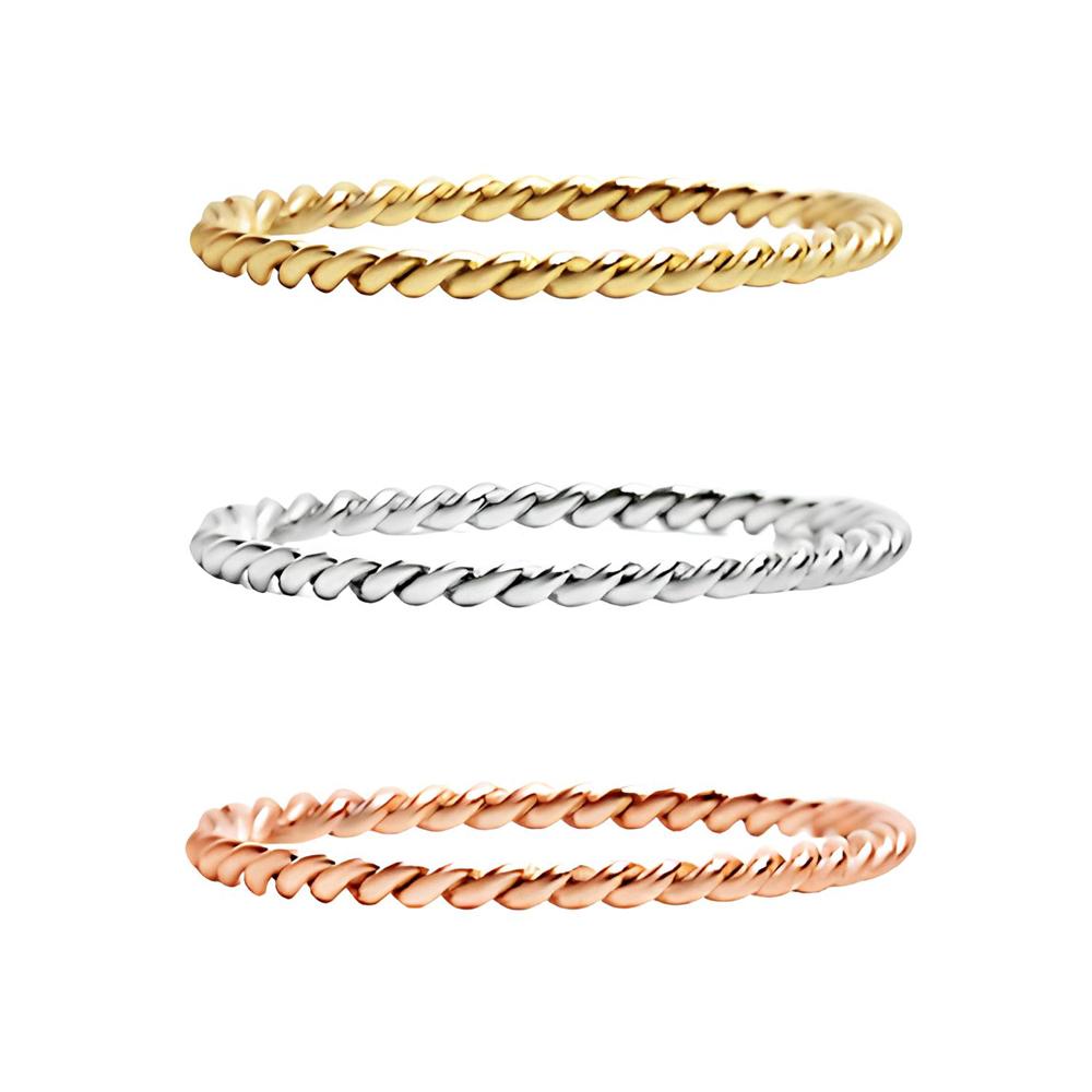 Einfache Spiral-Dreh-Fingerringe für Damen Herren Minimalistischer Stil Goldfarben Edelstahl Schmuck Party Geschenk