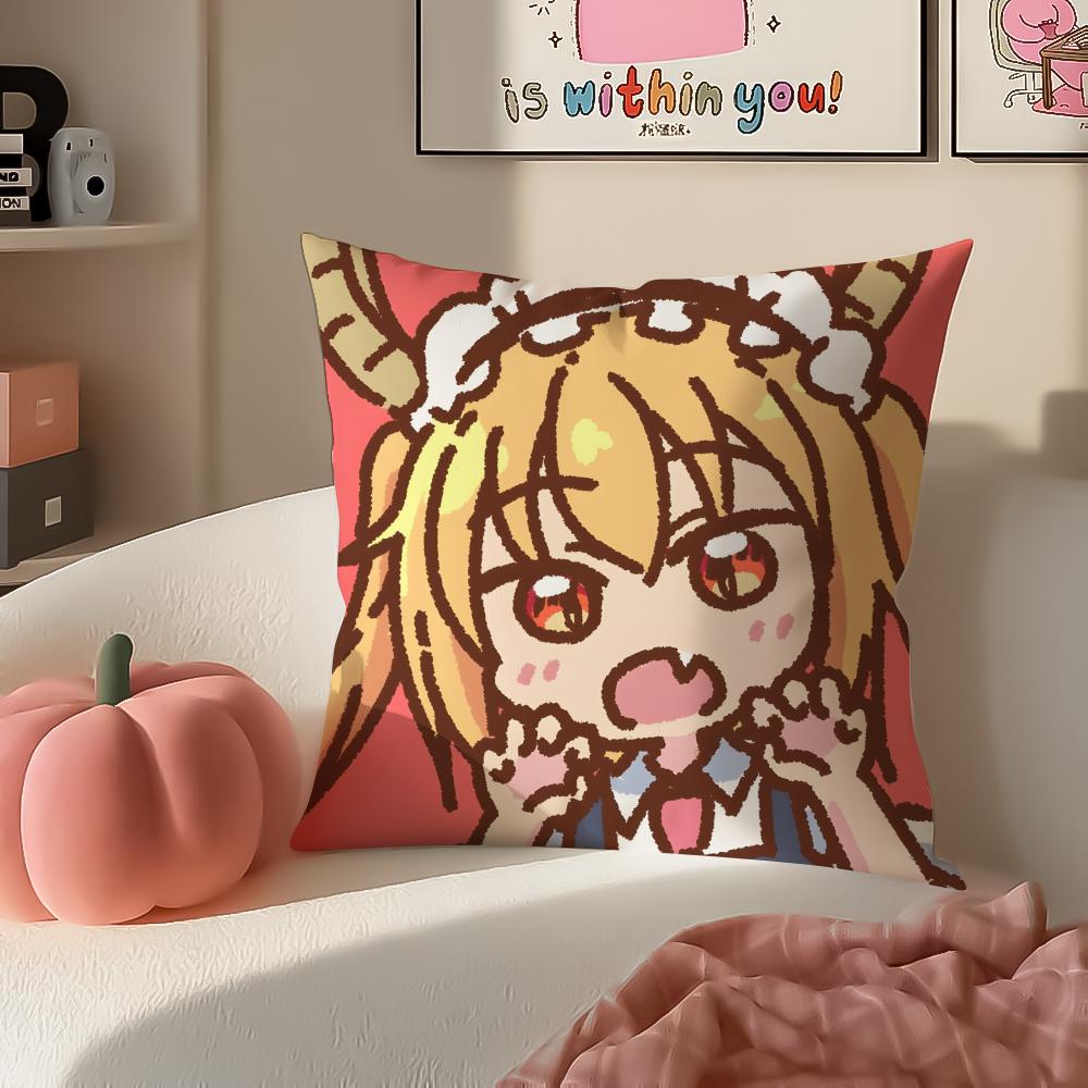 Miss Kobayashis Dragon MaidB Anime Cushion Cover Pillowcase Short Plush Invisible zipper Room Sofa Cushion Cover