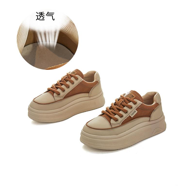 Large Size 41 Small Size 34 Leather Retro Little White Shoes 2025 Autumn New Thick Baseplate Shoes Women's Versatile Sports Women's Shoes