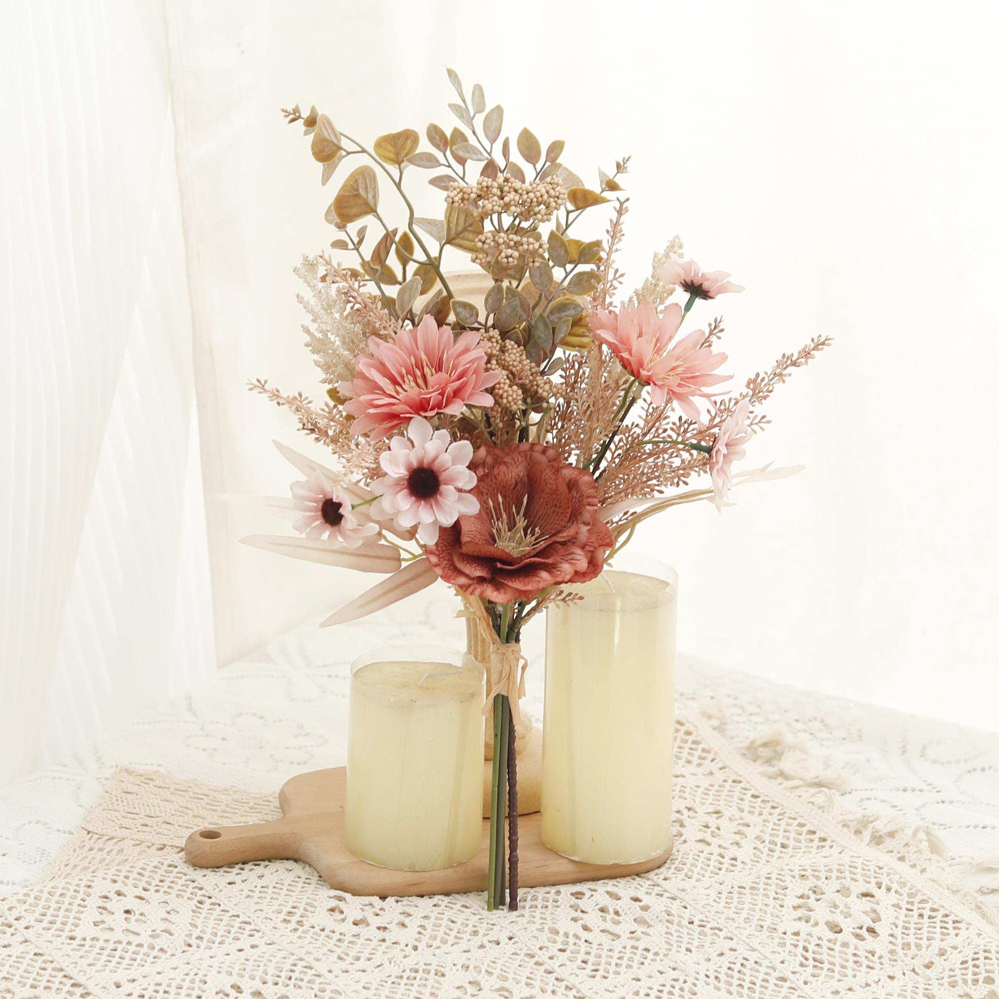 

Peony Artificial Flowers Silk Poppy Daisy Peony Mixed Simulation Flower Bouquet Home Table Decoration Fake Plants Wedding Decor кофейный