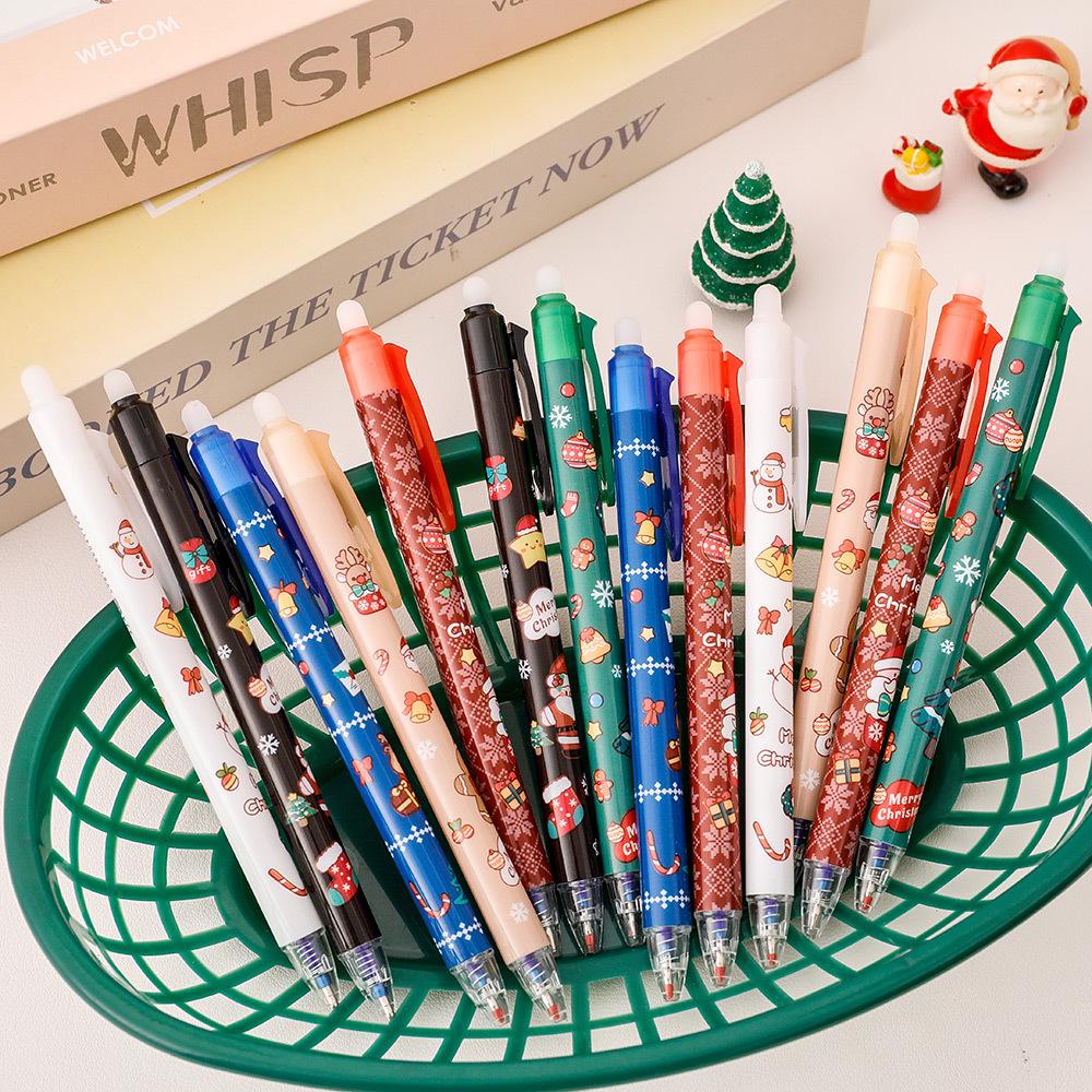 Bolígrafo Festivo Mágico Borrable de Punta Bala con Mecanismo de Pulsación – Regalo de Papelería Navideña para Estudiantes de Alto Valor