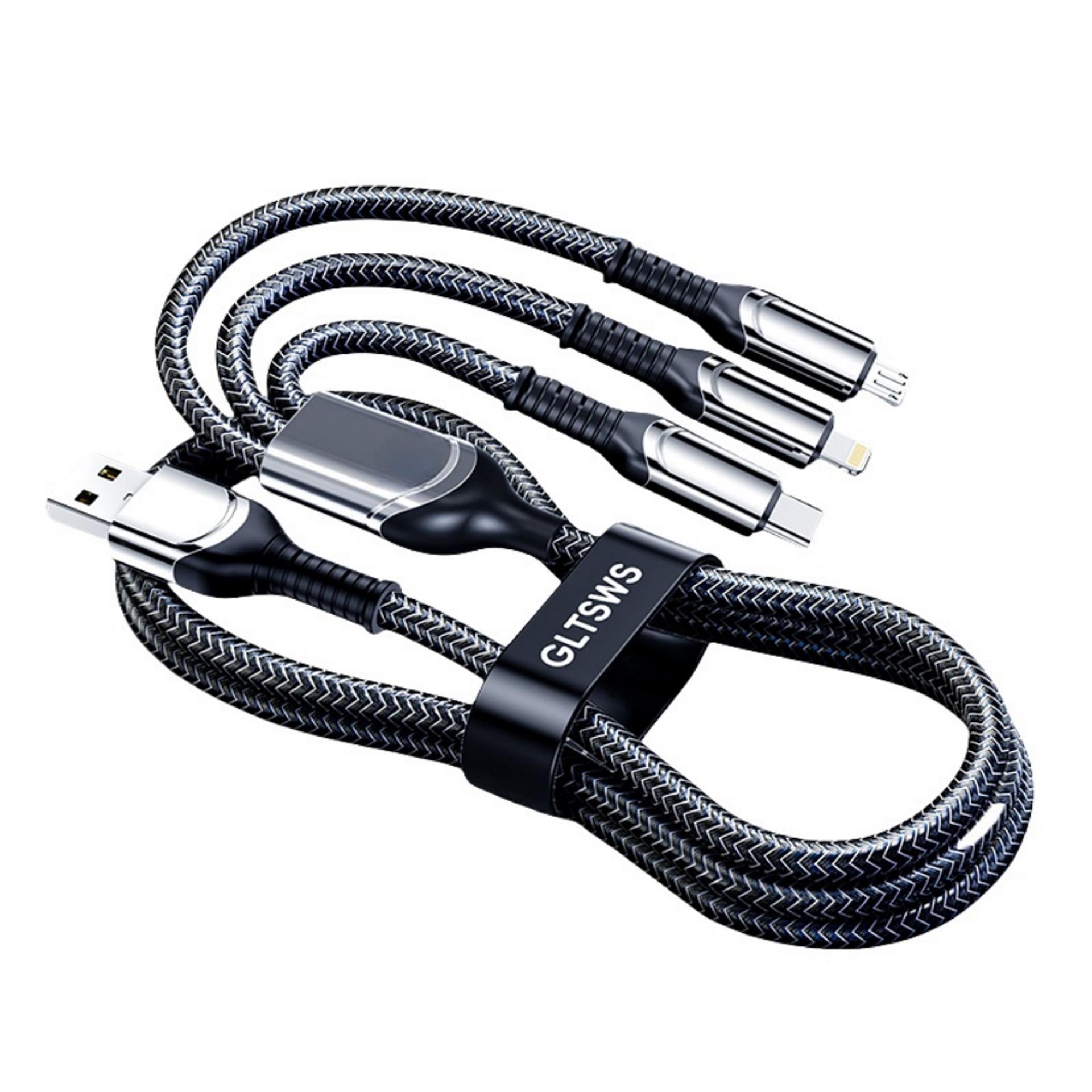 Shunwangshun 240W 3-in-1 Super Fast Charging Cable for Apple & Huawei Devices 240W Super Fast Charging 3-in-1 Cable