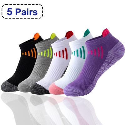 5 Paar Damen Knöchelsocken Sportlich Gepolstert Atmungsaktiv Performance Sport Lasche Baumwolle Viertel Damen Laufsocken