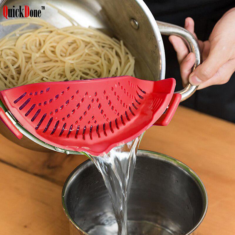 Buy Silicone Pot Strainer Liquid Funnel Spaghetti Macaroni Batter Clip