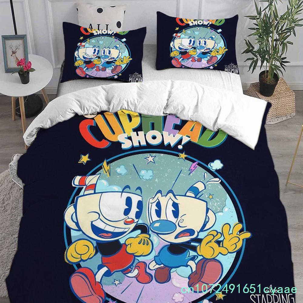 Game Cartoon Cuphead Bedding Sets Comforter Quilt Bed Cover Duvet Cover Pillow Case 2-3 Pieces Sets Kids Adult Size