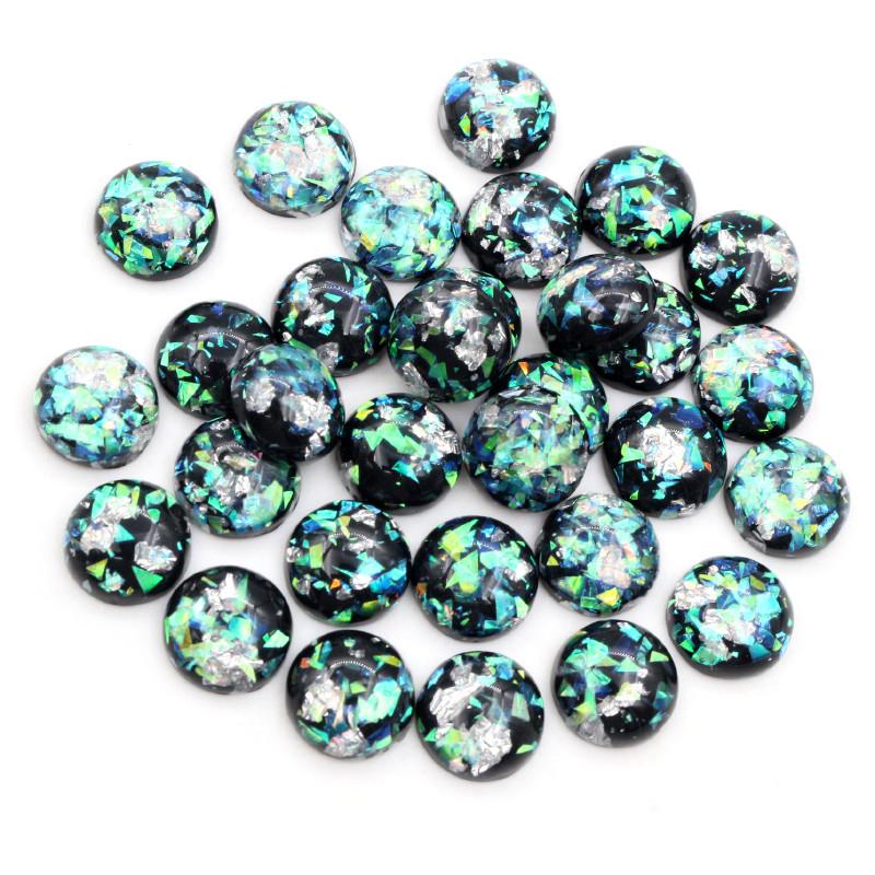 40 Stück 8mm 10mm 12mm Runde Eingebettete Metallfolie Flache Rückseite Harz Cabochons Kuppel DIY Ohrringe Schmuckherstellung Zubehör Fundstücke